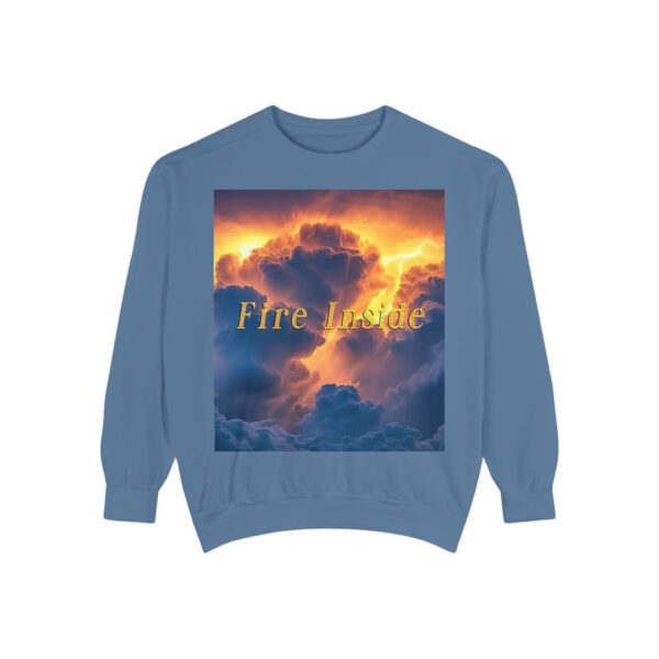 Sweatshirt Unisex Inspirational with our 'Storm Light' "Fire Inside" design! Beauty of Creation Tropical Storm, Jumper, Gift Nature Lovers - Image 2