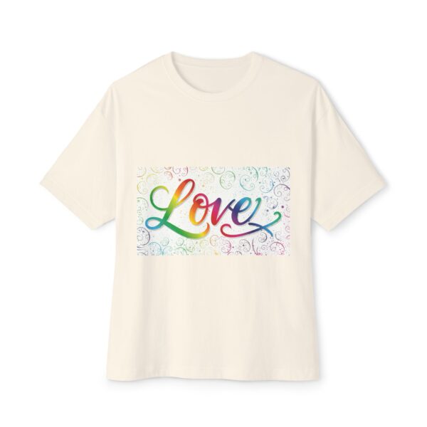 Our  "Love" 'spirals' design on a Unisex Tee, Inspirational Oversized Box Tshirt, Religious Graphic Top, Travel Bible Verse Apparel - Image 7