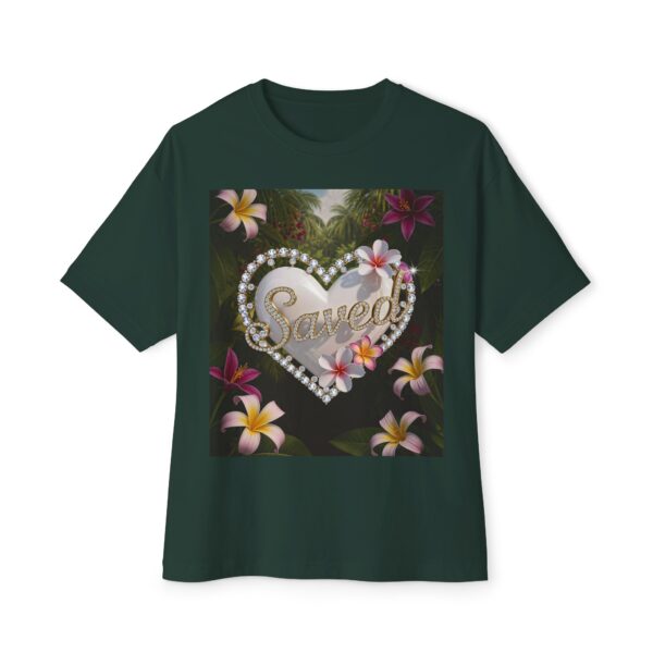 Our Inspirational "Saved" 'Pure White Heart' Design! Boxy T-Shirt Christian Faith Apparel Unisex Cotton Tee, Oversized Boxy Top T-shirt - Image 9