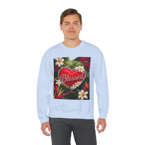 Crewneck Sweatshirt-with our Inspirational "Blessed" 'Solid Red Heart' Design!! Vintage Inspired Faith Apparel, Gospel Fashion Unisex Heavy - Image 7