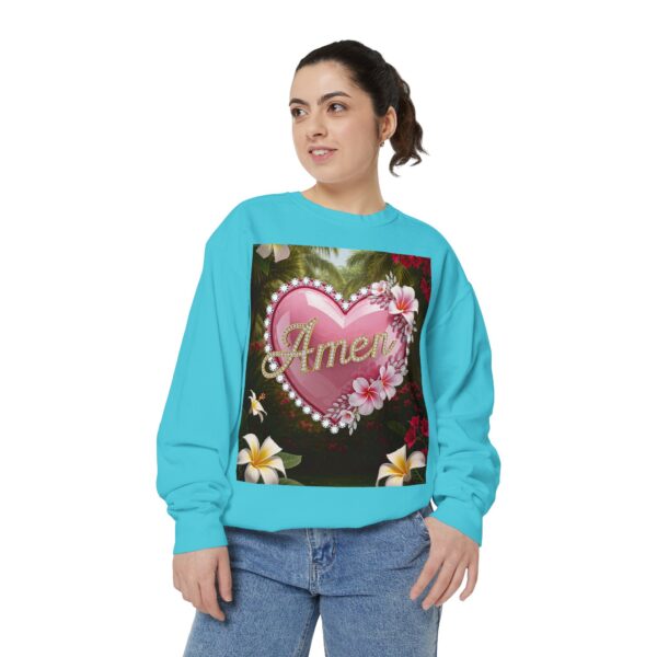 Sweatshirt Unisex Inspirational-With Our "Amen" 'Solid Pink Heart' Christian Apparel Faith-Based Gospel Comfort Philippians 4:8 Gift Jumper - Image 17