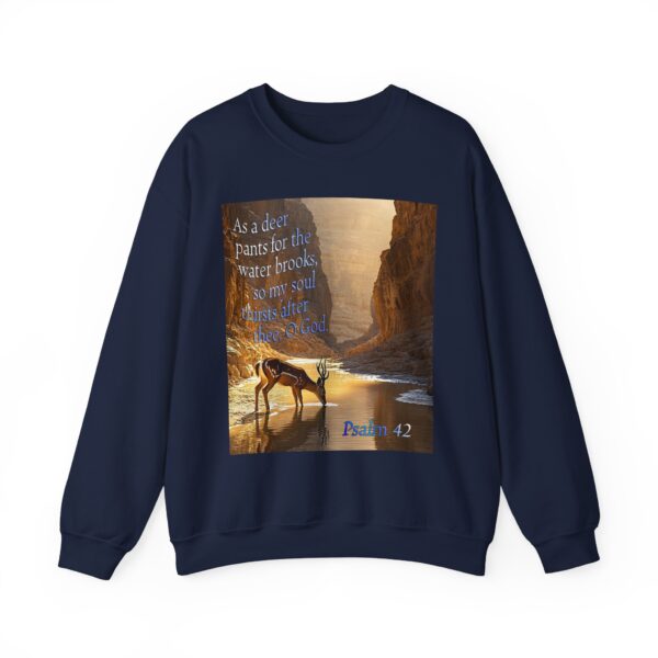 Crewneck Sweatshirt-with our inspirational Psalm 42 'As a Deer Pants' design! Vintage Inspired Faith Apparel, Gospel Fashion Unisex Heavy - Image 15