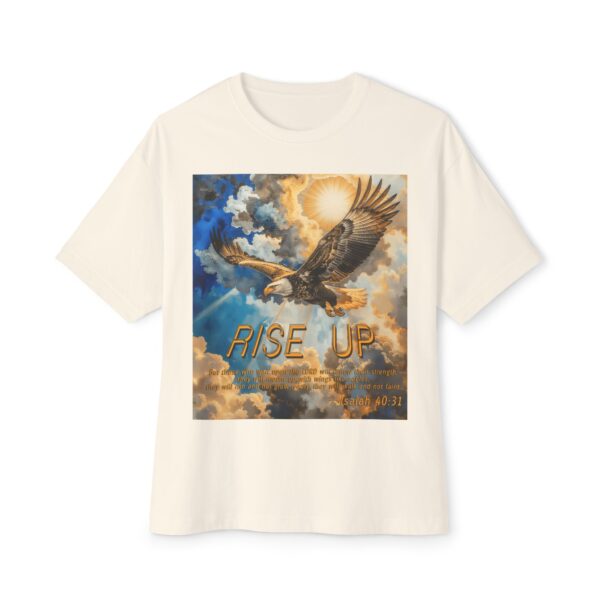 Our "Rise Up" 'soaring eagle' Inspirational Christian Unisex Oversized Boxy Tee with Isaiah 40:31. Gospel Apparel, Spiritual T-shirt, Gift for Christians - Image 13