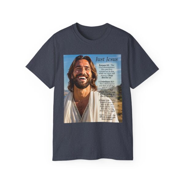 Our inspirational "Just Jesus" and Verses on Salvation Design on a Christian Unisex Cotton T-Shirt, Faith Spiritual Apparel, Love Gift - Image 21
