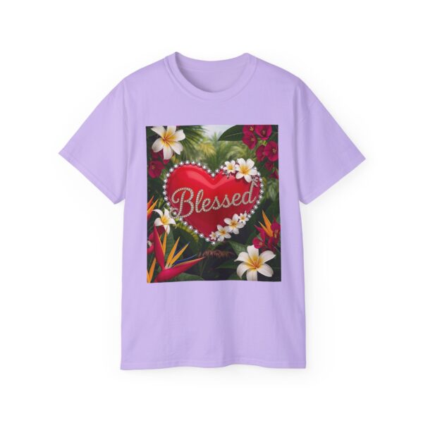 Our inspirational "Blessed" 'Solid Red Heart' Design! on a Christian Unisex Cotton T-Shirt, Faith Spiritual Apparel, Love Gift - Image 25