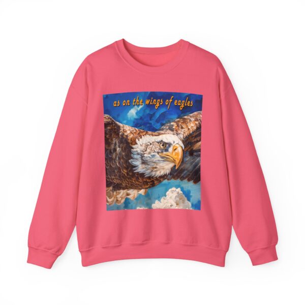Crewneck Sweatshirt-with our "as on the wings of eagles" design with a majestic eagle in flight! Vintage Inspired Faith Apparel, Gospel Fashion Unisex Heavy Isaiah 40:31 - Image 22