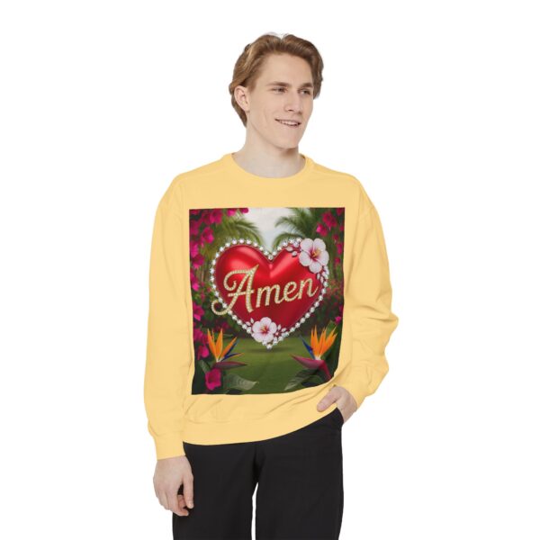 Sweatshirt Unisex Inspirational-With our beautiful "Amen" 'Solid Red Heart'- Faith Apparel, Unisex Top, Religious Gift, Comfort Wear, Church Event Style - Image 10