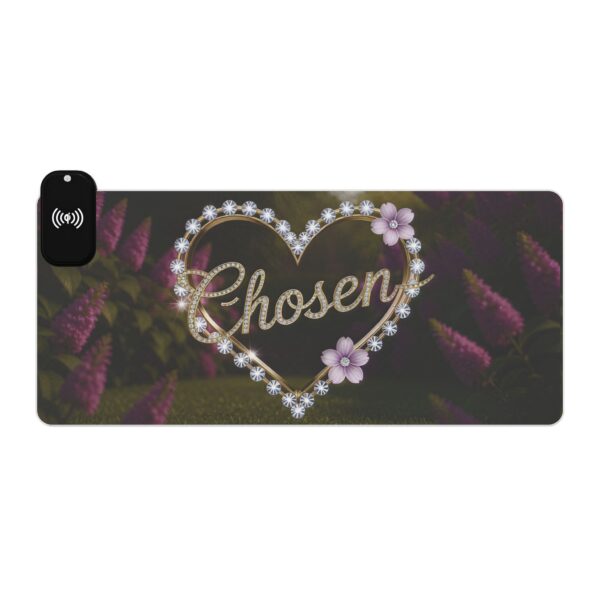 LED + Wireless Charger Gaming Mouse Pad with "Chosen" 'Diamond Ring Heart' Design, Gaming Desk Accessory, Tech Gift, Home Office Gamer Essentials - Image 4