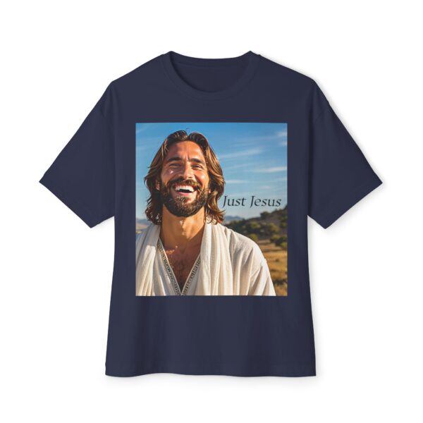 Our inspirational "Just Jesus" Design!! on a Unisex Oversized Box Tshirt, Religious Graphic Top, Bible Verse Apparel - Image 17