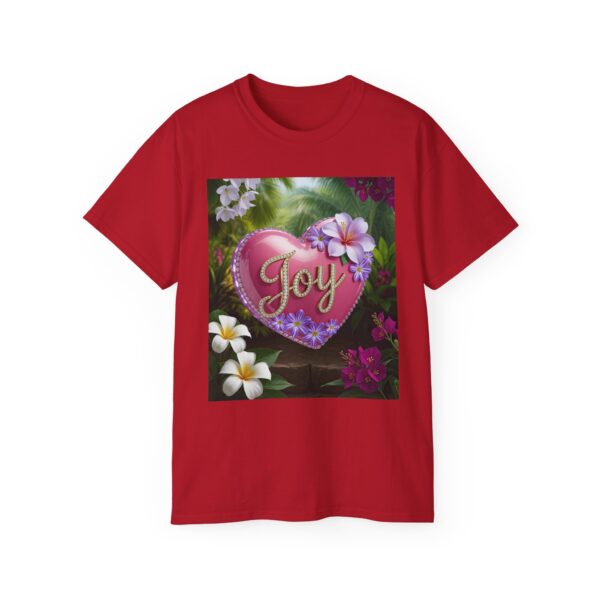 Our inspirational "Joy" 'Solid Pink Heart' Design! on a Christian Unisex Cotton T-Shirt, Faith Spiritual Apparel, Love Gift - Image 4