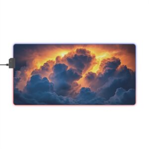 RGB LED Gaming Mouse Pad, Colorful Desk Mat with 'Storm Light' Design, Gamer Home Office Decor, Computer Accessories, LED Backlit