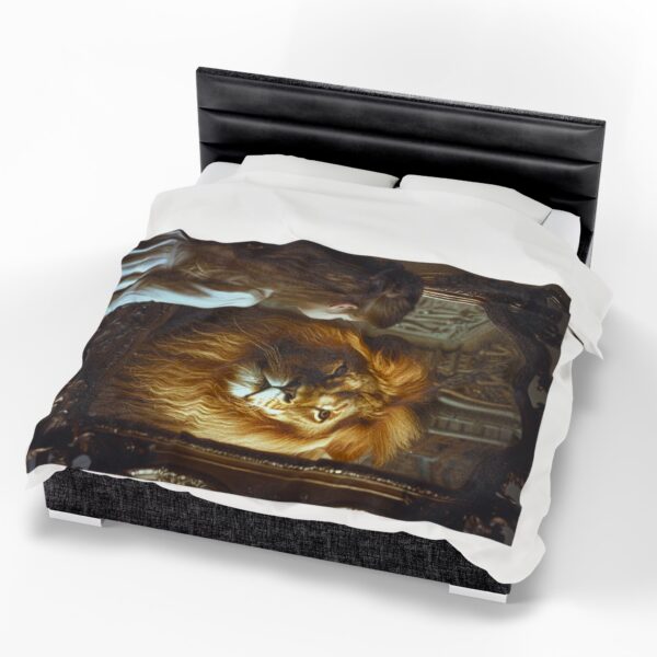 Our beautiful 'Lion in the Mirror' Inspirational throw blanket design. Velveteen Plush Blanket - A Cozy Gift for Home Decor, Bedding - Image 2