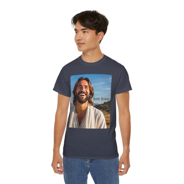 Our inspirational "Just Jesus" Design!! on a Christian Unisex Cotton T-Shirt, Faith Spiritual Apparel, Love Gift - Image 22