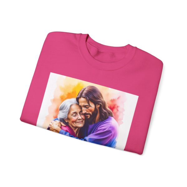 Crewneck Sweatshirt with our "God is Love" series with Jesus hugging Grandmother! Inspirational Biblical, Vintage Inspired, Gift - Image 44