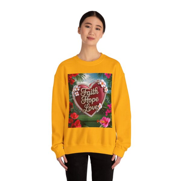 Crewneck Sweatshirt-with our Inspirational "Faith Hope Love" 'Solid Red Heart' Design!! Vintage Inspired Faith Apparel, Gospel Fashion Unisex Heavy - Image 14