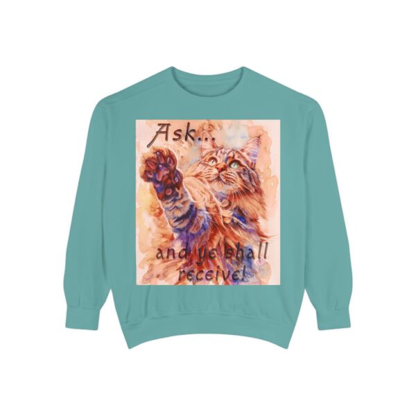 Sweatshirt Unisex Inspirational-With our "Ask ...and ye shall receive" Matt 7:7 featuring a Maine Coon Cat asking for a Treat! Jumper, Pullover - Image 13