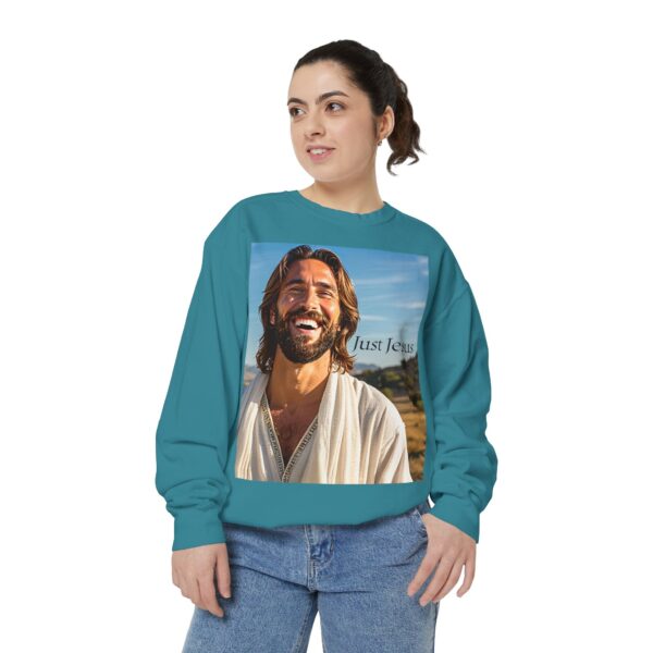 Sweatshirt Unisex with our inspirational  "Just Jesus" Design!! Faith Apparel Gospel Fashion Jumper, Pullover - Image 24