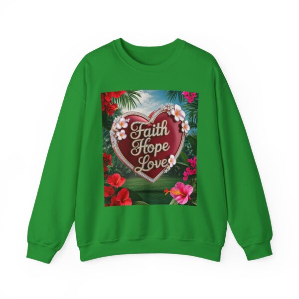 Crewneck Sweatshirt-with our Inspirational "Faith Hope Love" 'Solid Red Heart' Design!! Vintage Inspired Faith Apparel, Gospel Fashion Unisex Heavy - Image 15