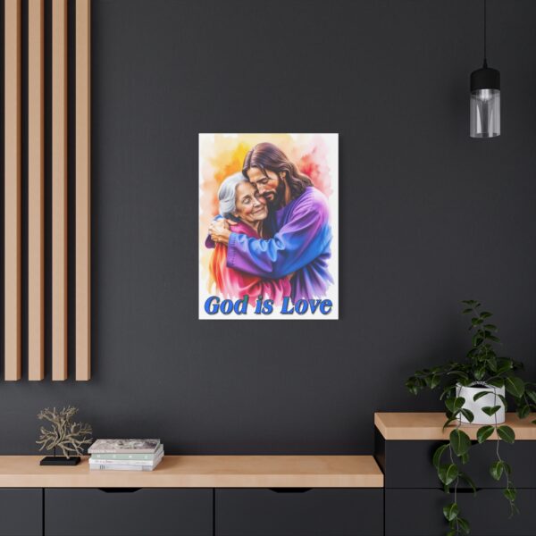 Inspirational Wall Art Canvas, "God is Love" Jesus hugging Grandmother, Christian Home Decor, Uplifting Religious Gift, Faith-Based Artwork - Image 15