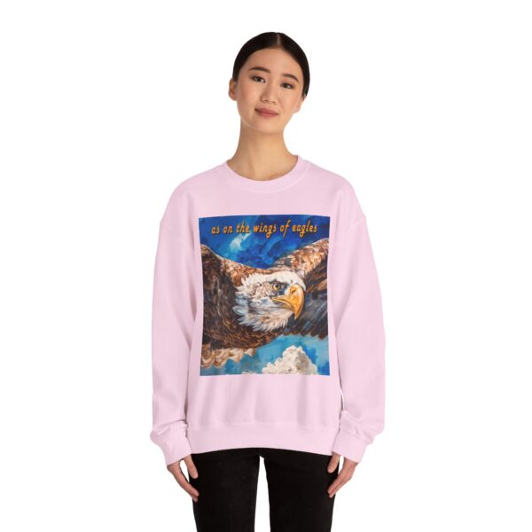 Crewneck Sweatshirt-with our "as on the wings of eagles" design with a majestic eagle in flight! Vintage Inspired Faith Apparel, Gospel Fashion Unisex Heavy Isaiah 40:31 - Image 21