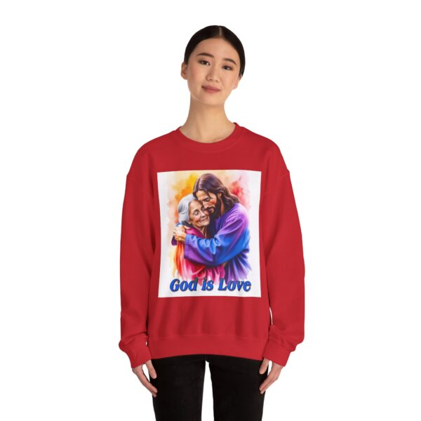 Crewneck Sweatshirt with our "God is Love" series with Jesus hugging Grandmother! Inspirational Biblical, Vintage Inspired, Gift - Image 49