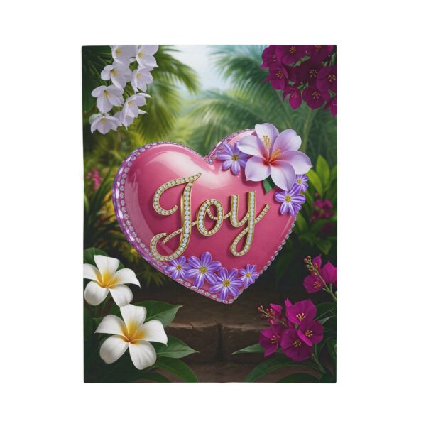 Our Beautiful "Joy" 'Pink Heart' Design Velveteen Plush Throw Blanket, Cozy Gift for Anniversary, Home Decor Bedding - Image 9