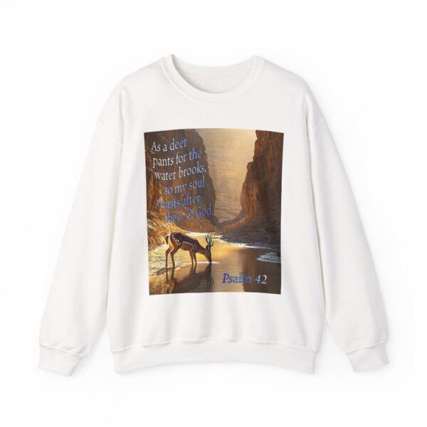 Crewneck Sweatshirt-with our inspirational Psalm 42 'As a Deer Pants' design! Vintage Inspired Faith Apparel, Gospel Fashion Unisex Heavy - Image 2