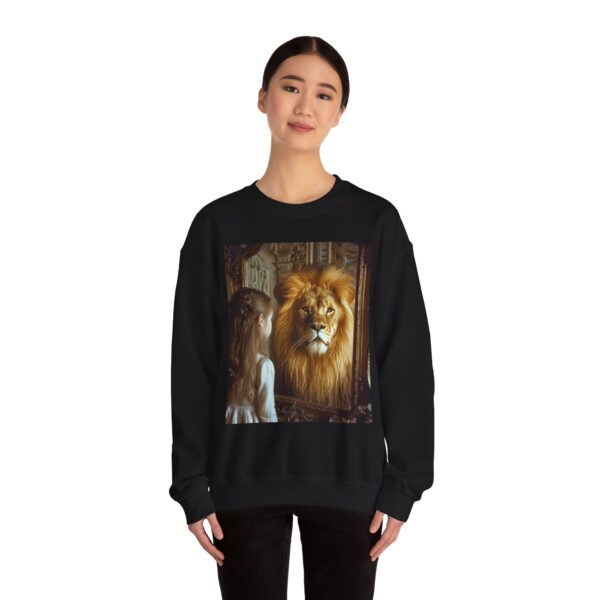 Crewneck Sweatshirt with our 'Lion in the Mirror' Inspirational design! Inspirational Biblical, Vintage, Lion of Judah and Aslan-Inspired Gift - Image 10
