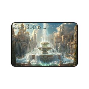 Inspirational Desk Mat "Our God is a Fountain of Living Water" Heavenly Christian Bible Verse Scripture Mouse Pad Office Decor Accessory