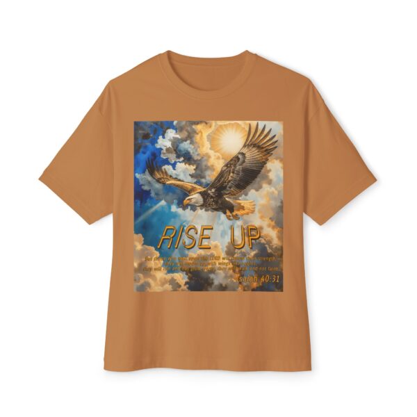 Our "Rise Up" 'soaring eagle' Inspirational Christian Unisex Oversized Boxy Tee with Isaiah 40:31. Gospel Apparel, Spiritual T-shirt, Gift for Christians - Image 17