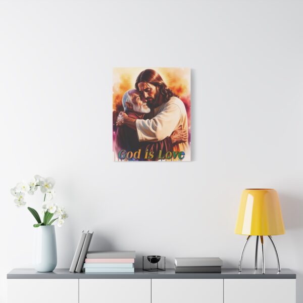 Inspirational Wall Art Canvas, "God is Love" Jesus hugging Papa! Print, Christian Home Decor, Uplifting Religious Gift, Faith-Based Artwork - Image 11