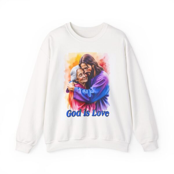 Crewneck Sweatshirt with our "God is Love" series with Jesus hugging Grandmother! Inspirational Biblical, Vintage Inspired, Gift - Image 6