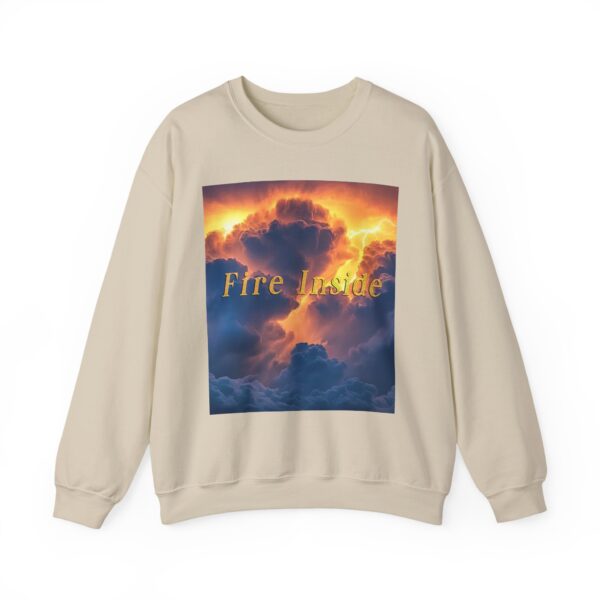Crewneck Sweatshirt with our 'Storm Light' "Fire Inside" design! Beauty of Creation Tropical Storm Inspirational Sweatshirt Unisex - Image 2