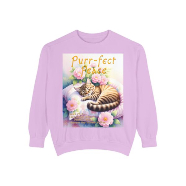 Sweatshirt Unisex with "Purr-fect Peace" with a cat in blissful sleep and the verse Isaiah 26:3!  Christian Apparel, Faith-Based Comfort, Jumper, Gift for Believers - Image 27