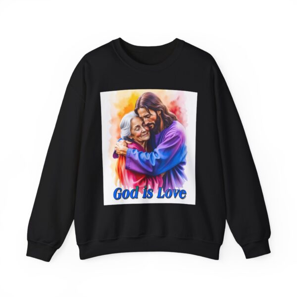 Crewneck Sweatshirt with our "God is Love" series with Jesus hugging Grandmother! Inspirational Biblical, Vintage Inspired, Gift - Image 10