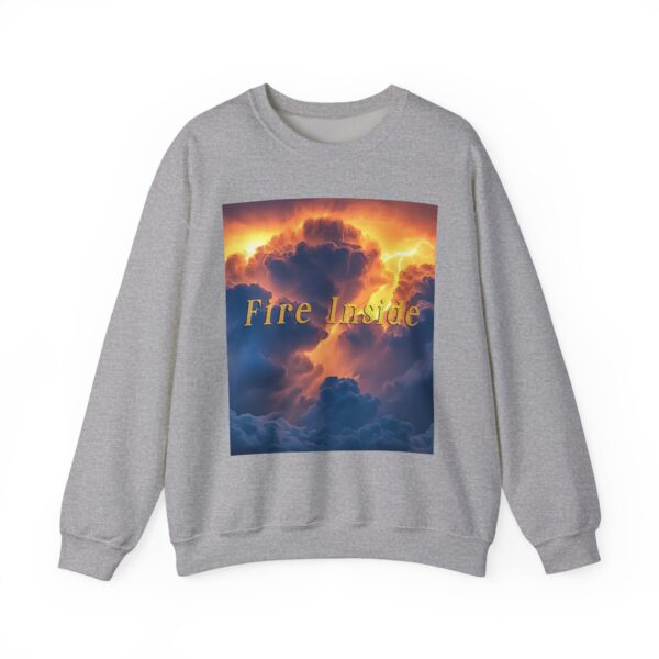 Crewneck Sweatshirt with our 'Storm Light' "Fire Inside" design! Beauty of Creation Tropical Storm Inspirational Sweatshirt Unisex - Image 15