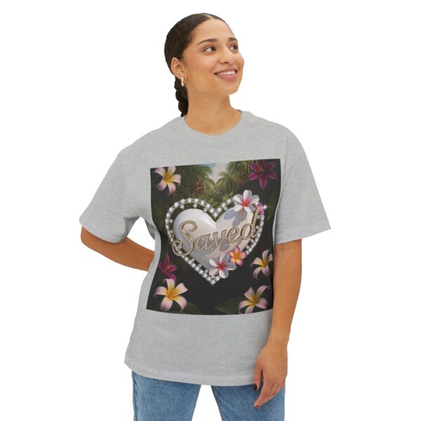 Our Inspirational "Saved" 'Pure White Heart' Design! Boxy T-Shirt Christian Faith Apparel Unisex Cotton Tee, Oversized Boxy Top T-shirt - Image 10