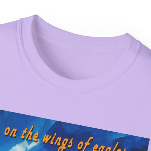 Our "as on the wings of eagles" Cotton T-Shirt with a majestic eagle in flight. Vintage Christian Faith Apparel Unisex Cotton T-Shirt, Thoughtful Quote from Isaiah 40:31! - Image 52