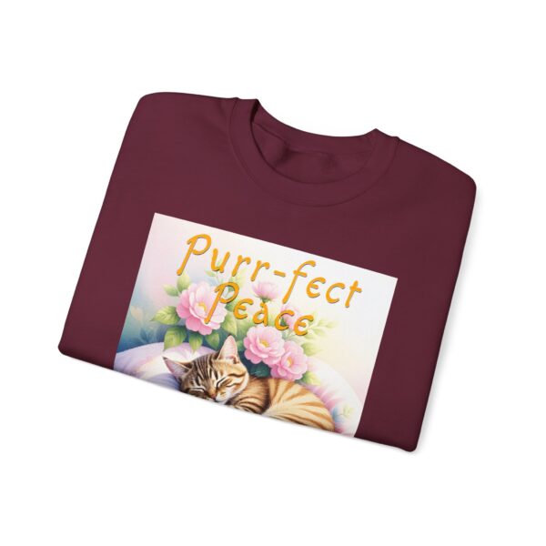 Crewneck Sweatshirt with our "Purr-fect Peace" with a cat in blissful sleep design featuring the verse Isaiah 26:3! Inspirational Biblical, Vintage Inspired, Gift - Image 20