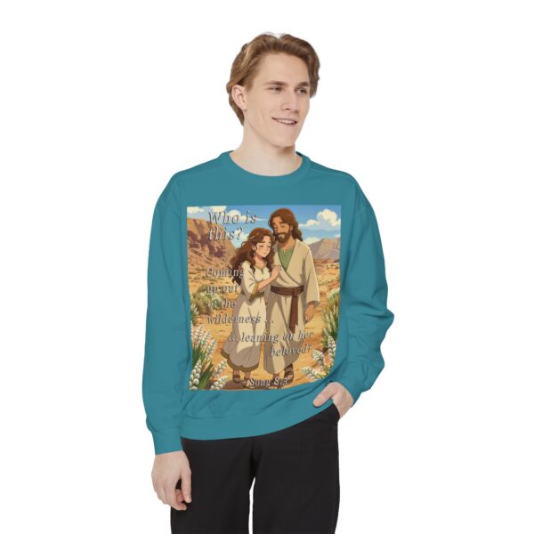 Sweatshirt Unisex Inspirational-with our "Who is this?" from Song of Solomon 8:5 design in ANIME style! Faith Apparel Gospel Fashion Jumper, Pullover - Image 22