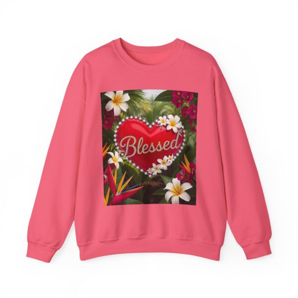 Crewneck Sweatshirt-with our Inspirational "Blessed" 'Solid Red Heart' Design!! Vintage Inspired Faith Apparel, Gospel Fashion Unisex Heavy - Image 2