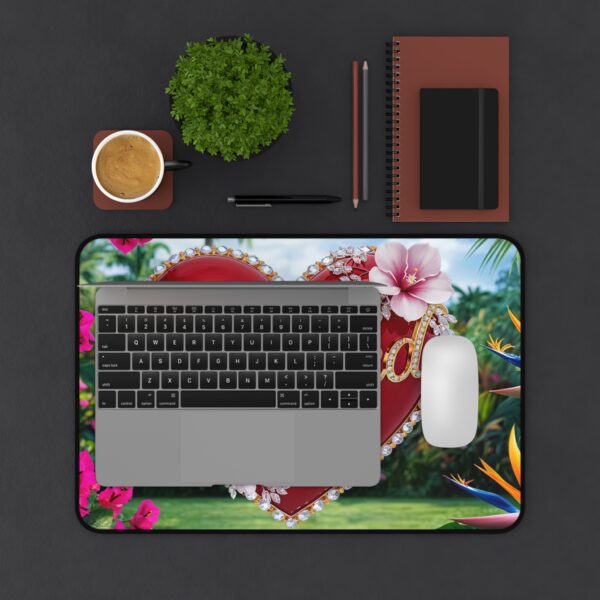 Inspirational Desk Mat "Beloved" 'Solid Red Heart' - Mouse Pad, Office Decor Desk Accessory, Gaming Pad, Computer Mat, Non-Slip - Image 2