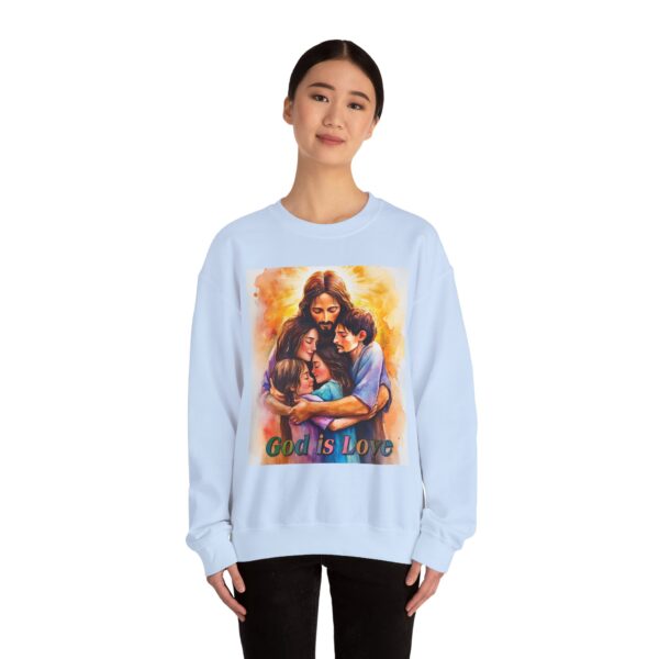 Crewneck Sweatshirt-with our "God is Love" series with Jesus hugging a young family! Inspirational Biblical Vintage Inspired Gift - Image 12