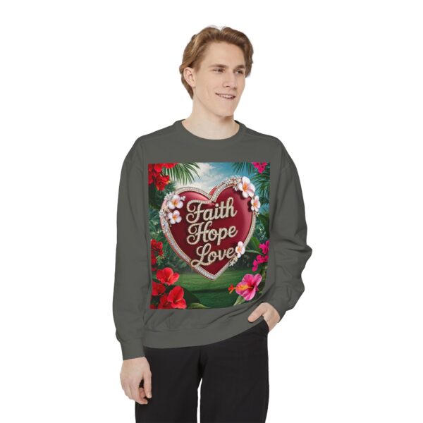 Sweatshirt Unisex our inspirational "Faith Hope Love" 'Solid Red Heart' design. Faith Apparel Gospel Fashion Jumper, Pullover - Image 19