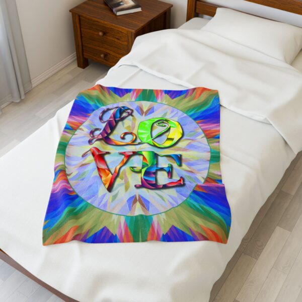 Our "Love" 'kaleidoscope' Inspirational Velveteen Plush Throw Blanket A Cozy Gift for Anniversary, Wedding Faith Home Decor Bedding - Image 11
