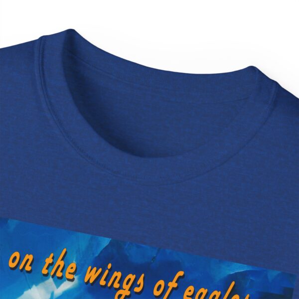 Our "as on the wings of eagles" Cotton T-Shirt with a majestic eagle in flight. Vintage Christian Faith Apparel Unisex Cotton T-Shirt, Thoughtful Quote from Isaiah 40:31! - Image 44