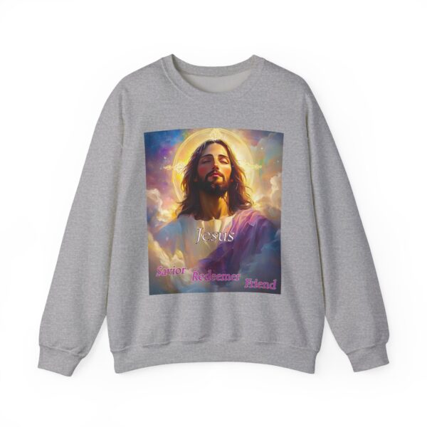 Crewneck Sweatshirt-with our inspirational 'Jesus: Savior Redeemer Friend' Design! Vintage Inspired Faith Apparel, Gospel Fashion Unisex Heavy - Image 10