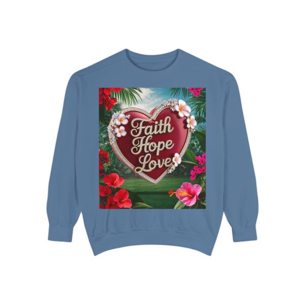 Sweatshirt Unisex our inspirational "Faith Hope Love" 'Solid Red Heart' design. Faith Apparel Gospel Fashion Jumper, Pullover - Image 4