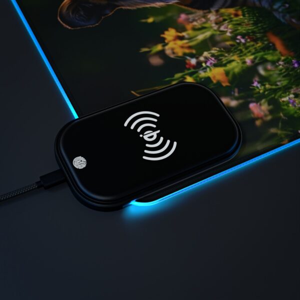 LED + Wireless Charger Gaming Mouse Pad with 'Bengal Tiger at Rest' Design, Gaming Desk Accessory, Tech Gift, Home Office Gamer Essentials - Image 6
