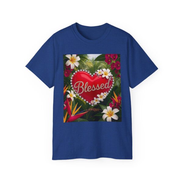Our inspirational "Blessed" 'Solid Red Heart' Design! on a Christian Unisex Cotton T-Shirt, Faith Spiritual Apparel, Love Gift - Image 21